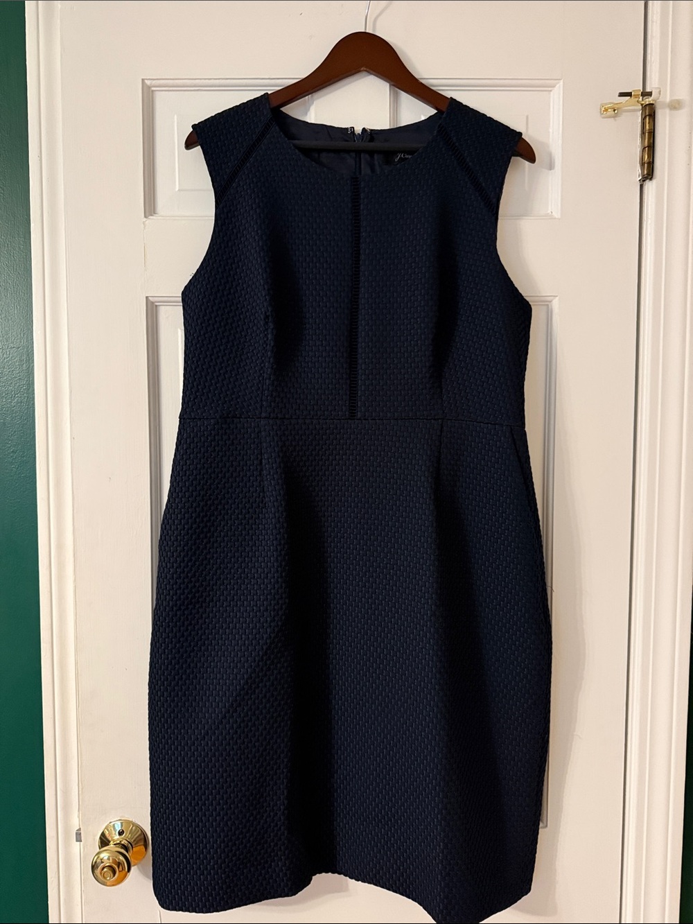 J. Crew Navy Textured Sleeveless Sheath Dress